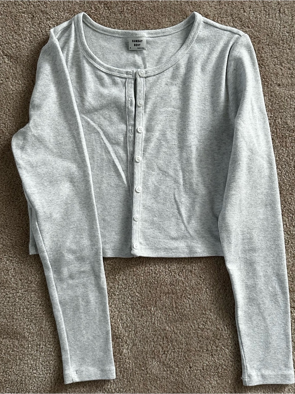 Sunday Best Cropped Button-Front Cardigan - Heather cloud white